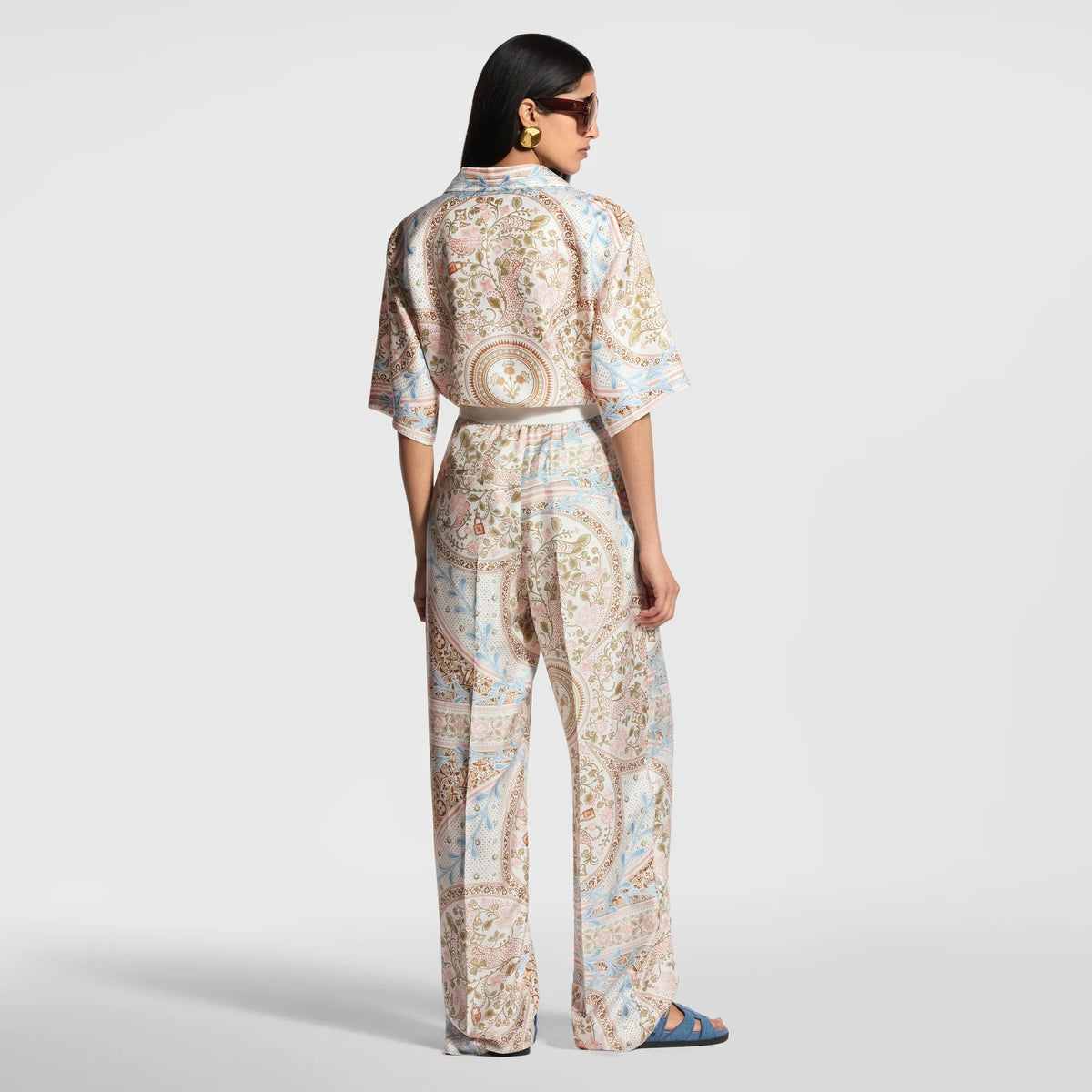 Flower Foulard Wide-Cut Pants