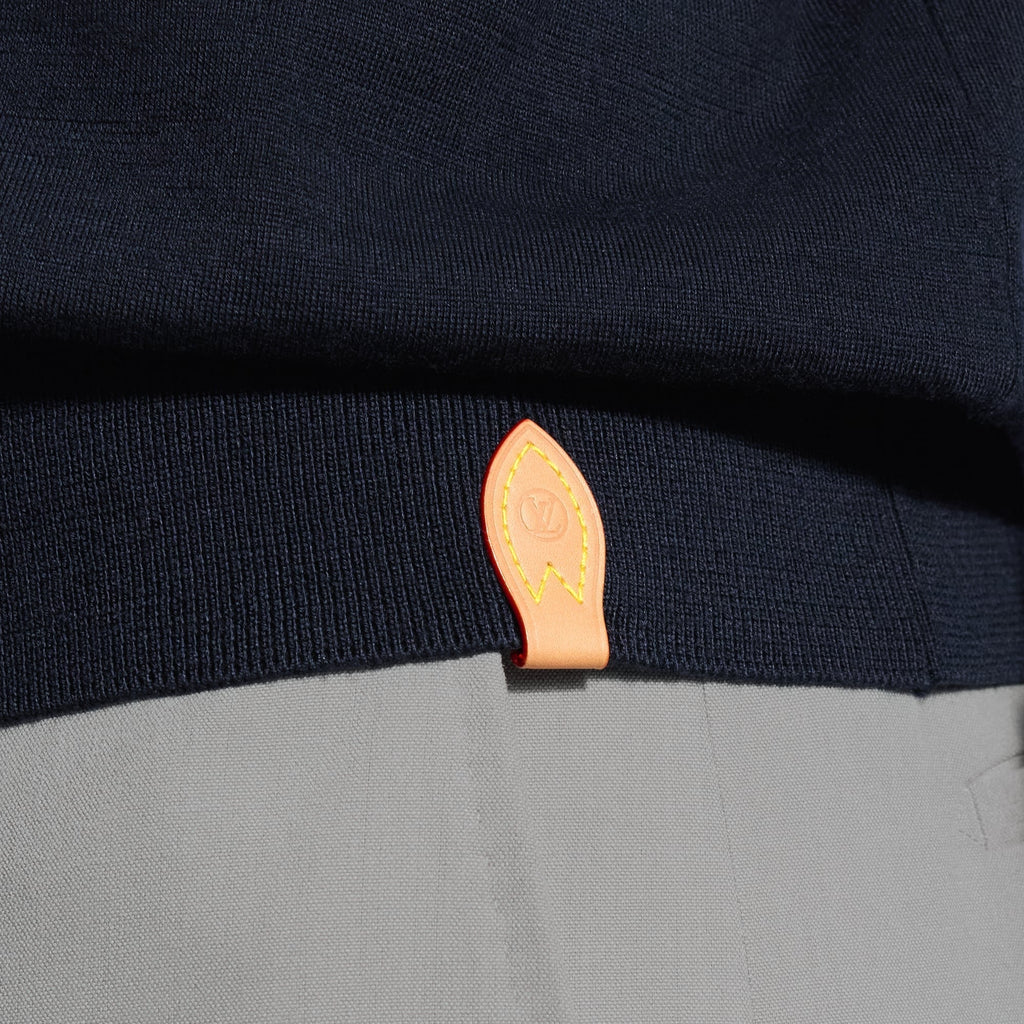Wool-Silk Blend Long-Sleeved Polo Shirt