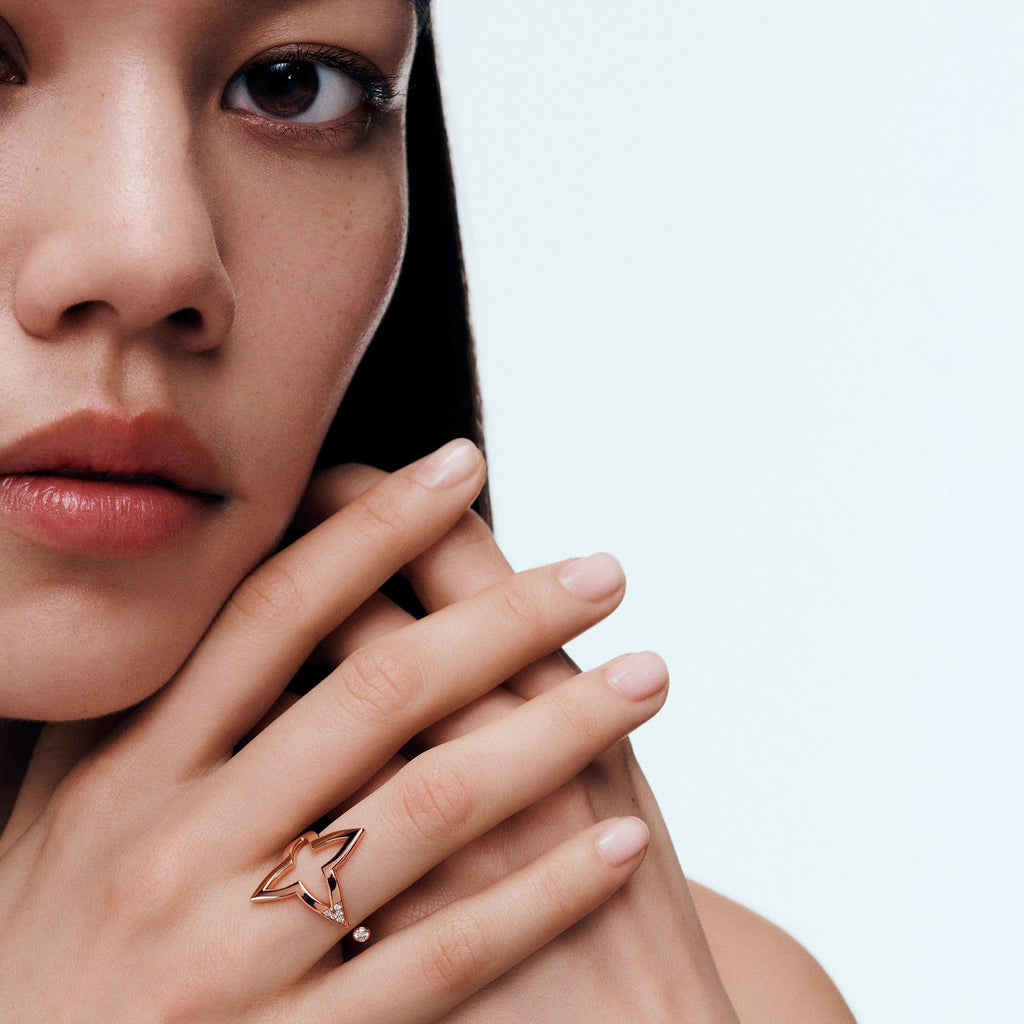Ombre Blossom Open Ring, Pink Gold and Diamonds