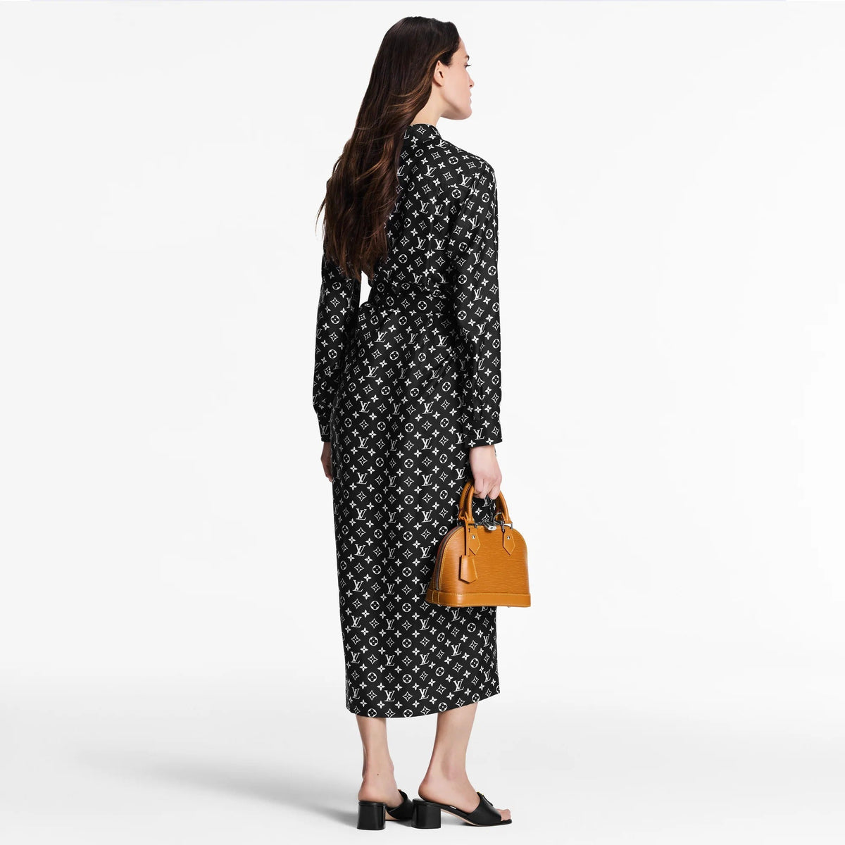 Monogram Silk Shirt Dress
