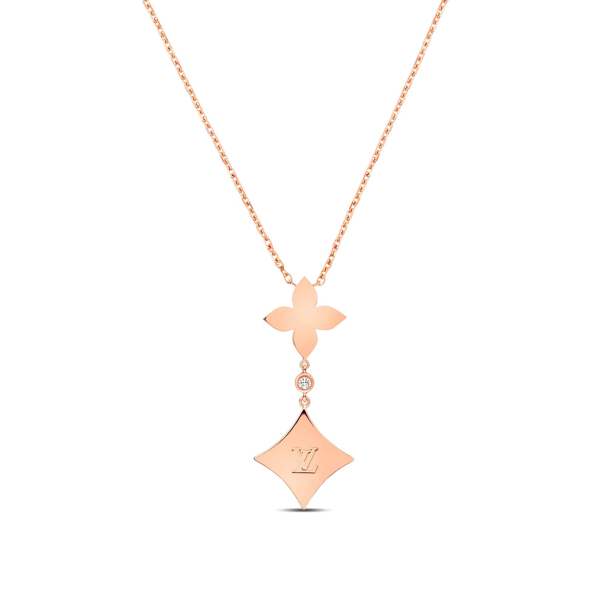 Color Blossom M Star Multi-Motif Pendant, Pink Gold, White Mother-of-Pearl and Diamonds