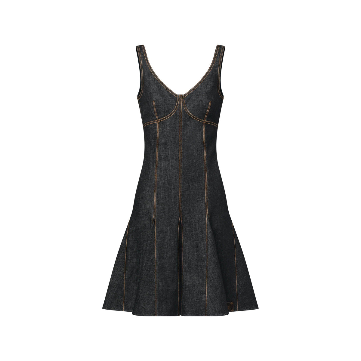 Topstitched Denim Dress