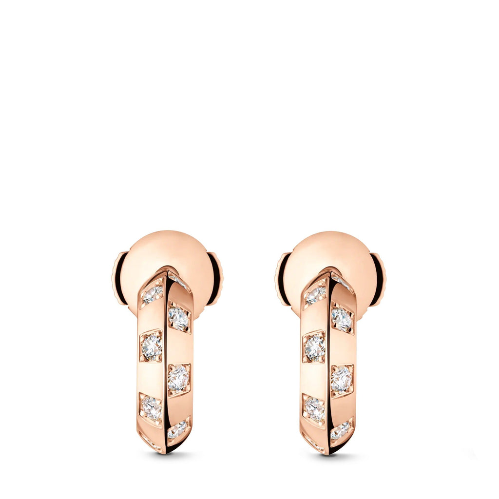 Le Damier de Louis Vuitton Small Hoops, Rose Gold and Diamonds