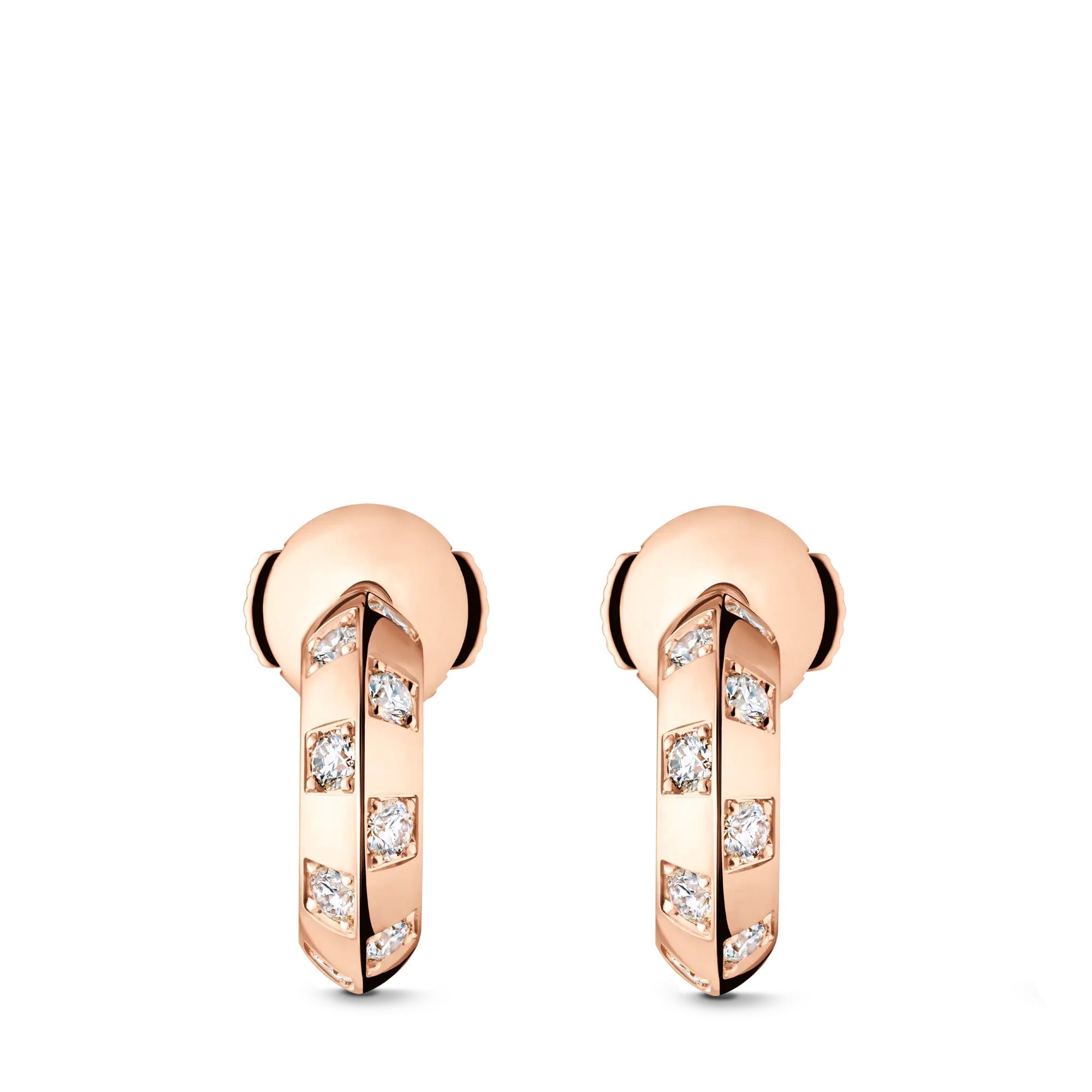 Le Damier de Louis Vuitton Small Hoops, Rose Gold and Diamonds