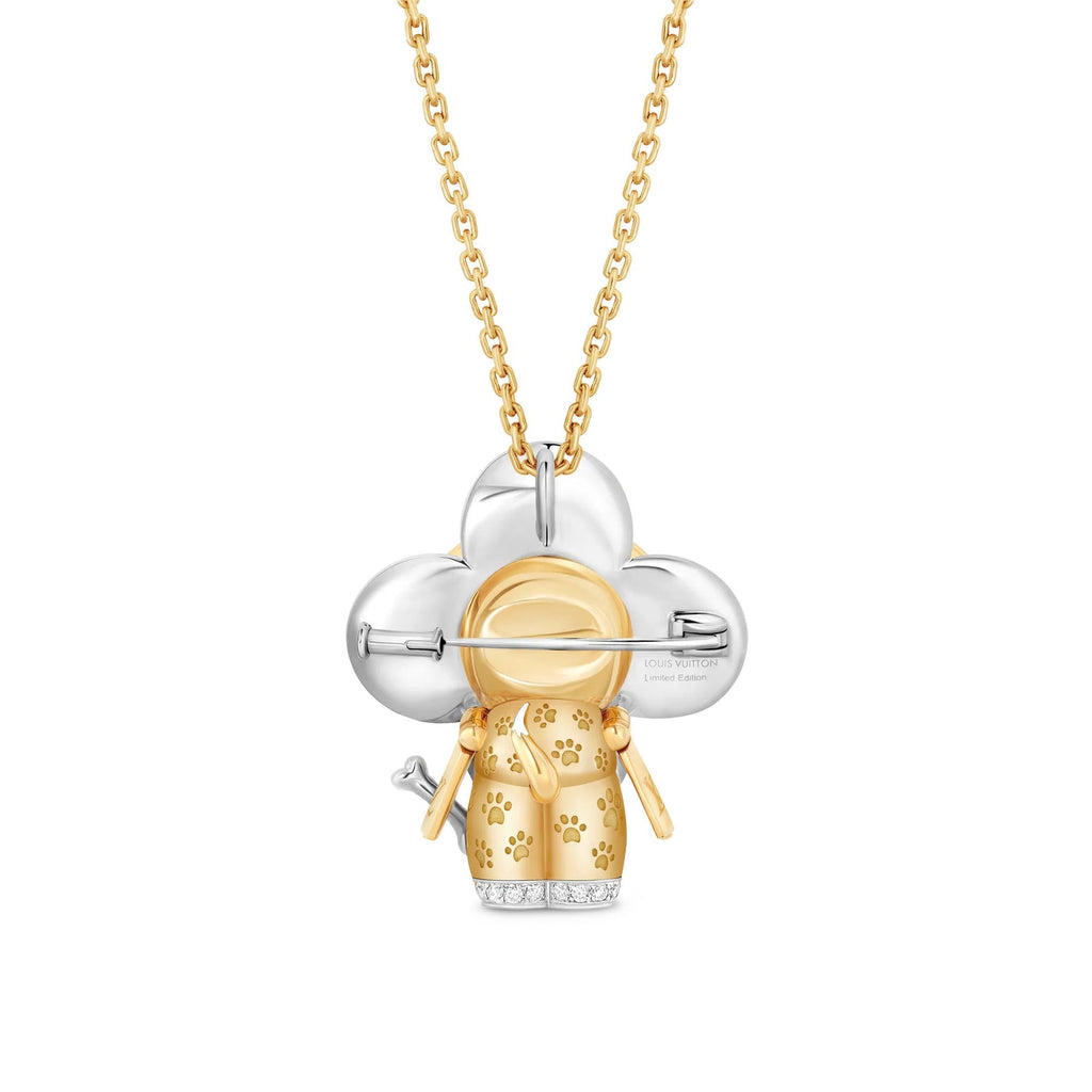 Vivienne Dog Pendant, Yellow Gold, White Gold, Lacquer, Diamonds & Colored Gemstones