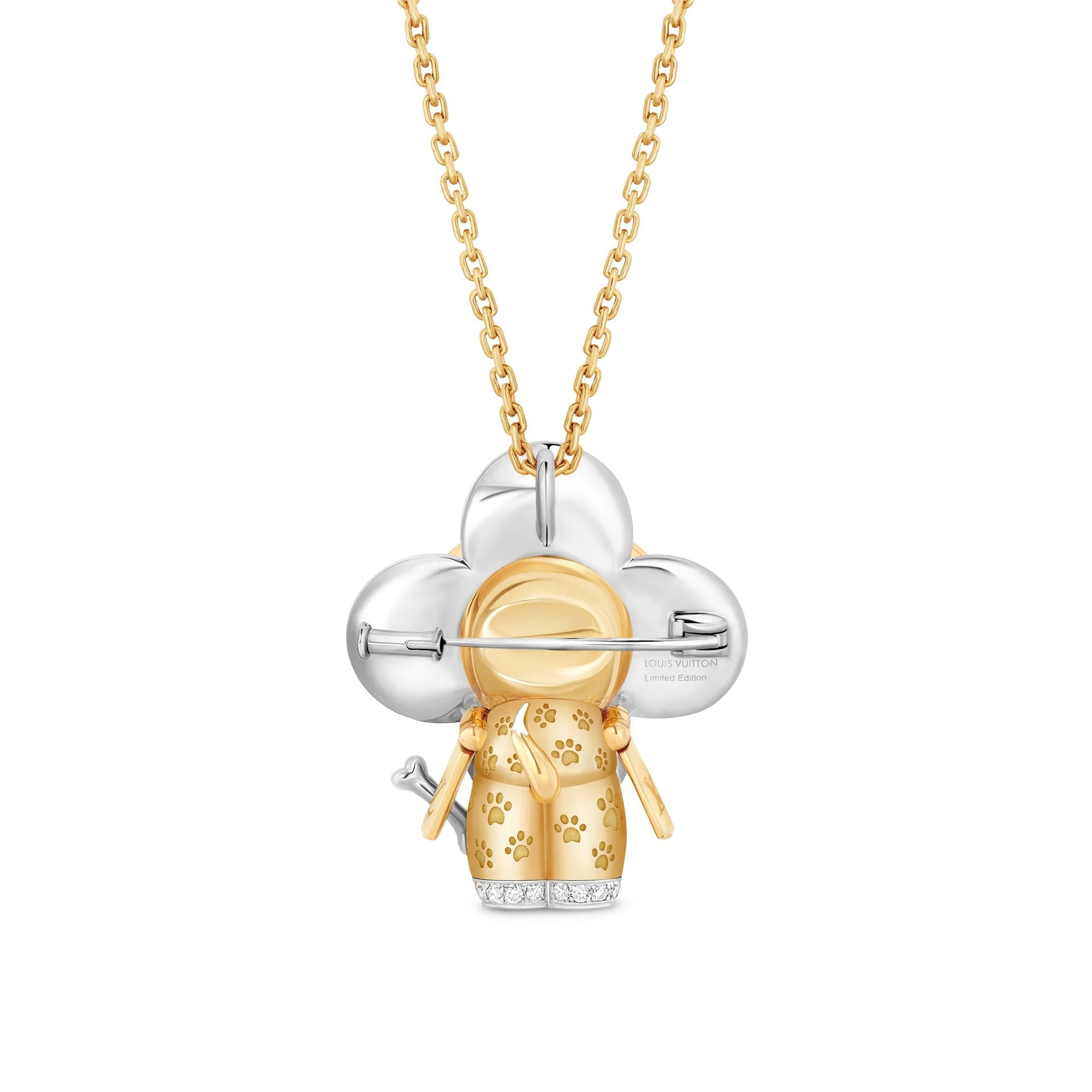 Vivienne Dog Pendant, Yellow Gold, White Gold, Lacquer, Diamonds & Colored Gemstones