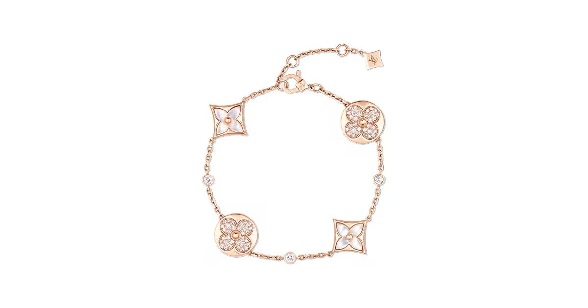 Color Blossom BB Star and Sun Multi-Motif Bracelet, Pink Gold, White Mother-of-Pearl and Diamonds