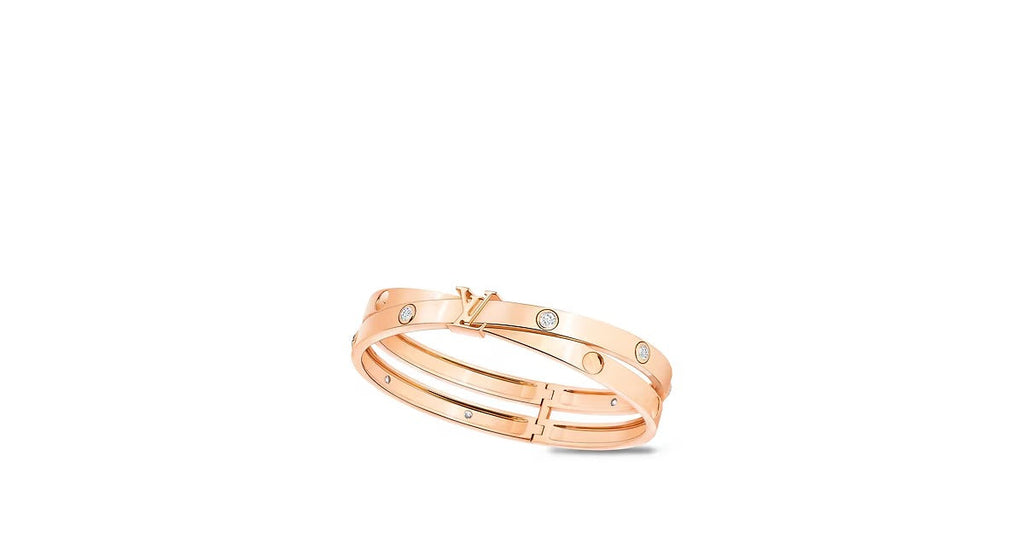 Empreinte Double Bangle, Pink Gold and Diamonds