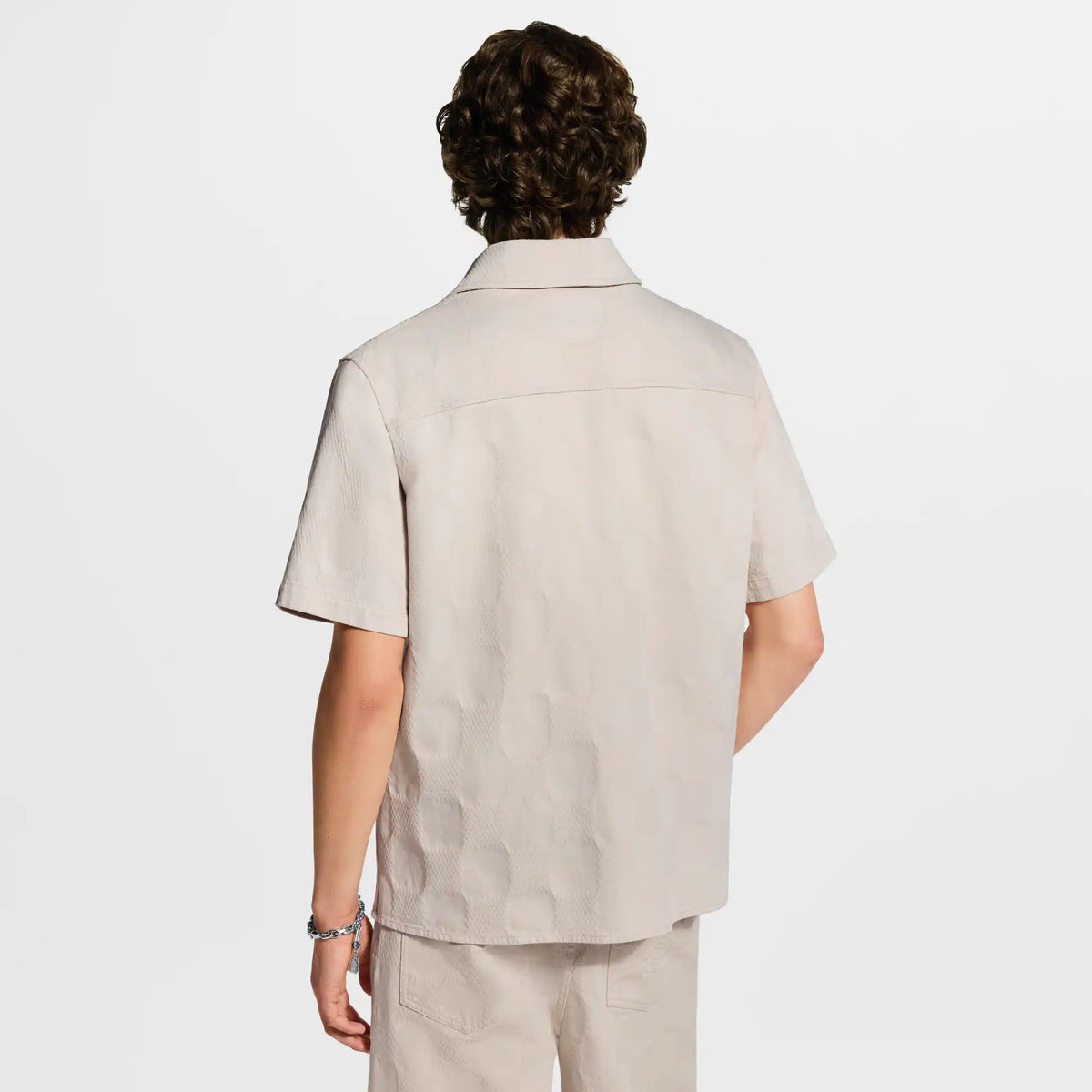Damier 3D Light Denim Short-Sleeved Shirt