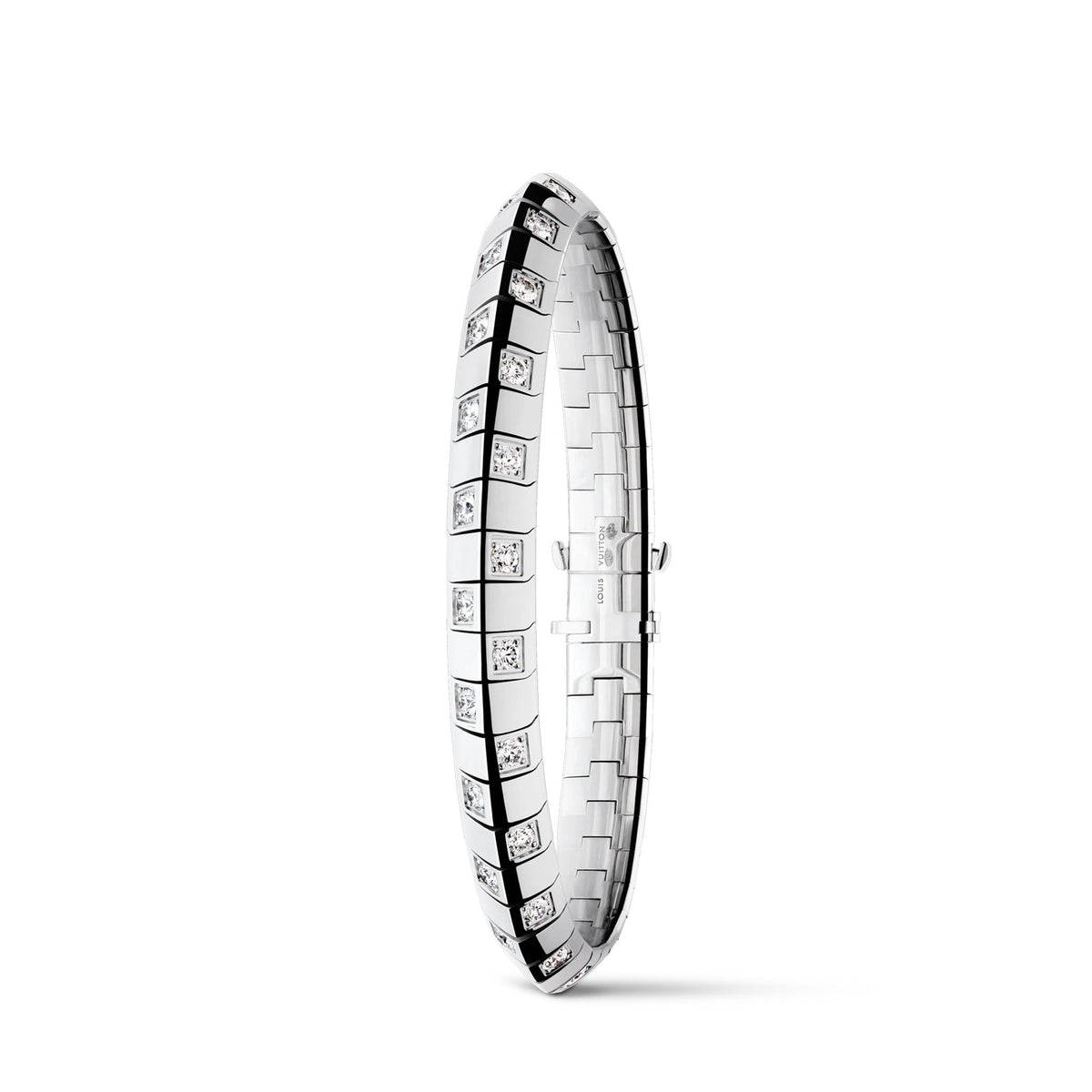 Le Damier de Louis Vuitton Large Bracelet, White Gold and Diamonds