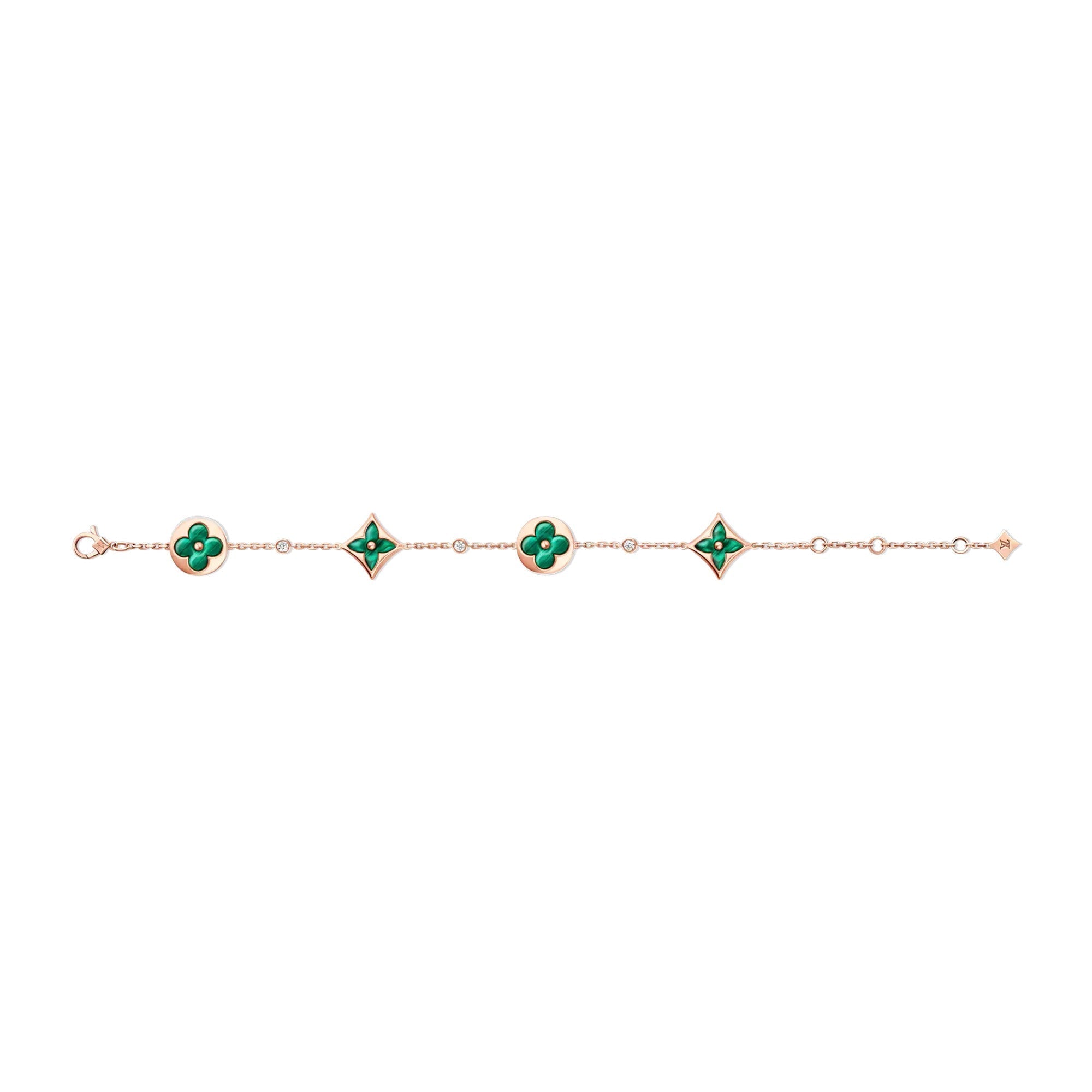 Color Blossom Bb Multi-Motif Bracelet, Pink Gold, Malachite And Diamonds