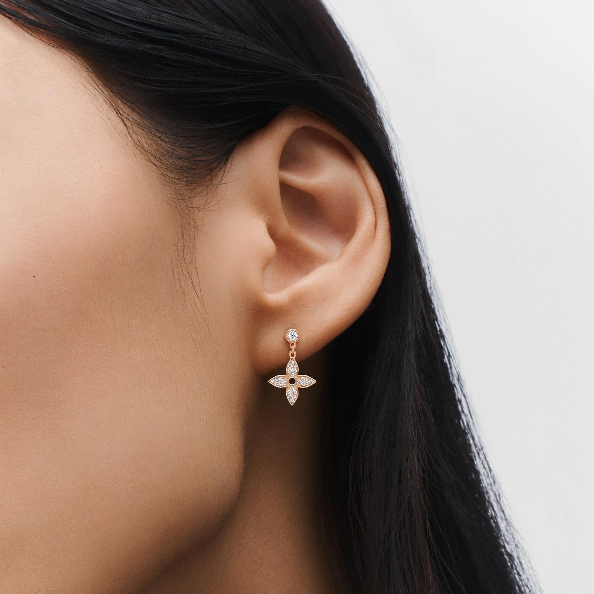 Idylle Blossom Ear Stud, Pink Gold And Diamonds - Per Unit