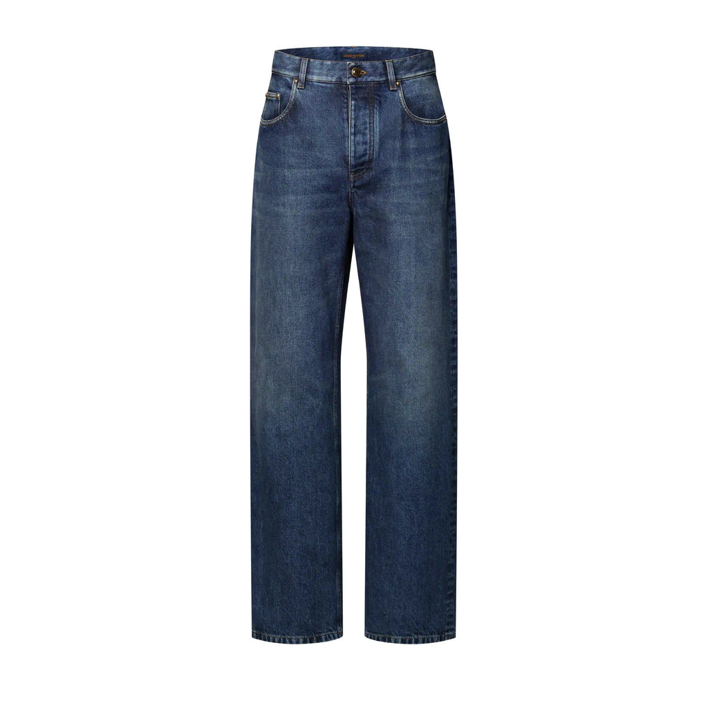 Denim Skate Pants With Leather Signature Pockets