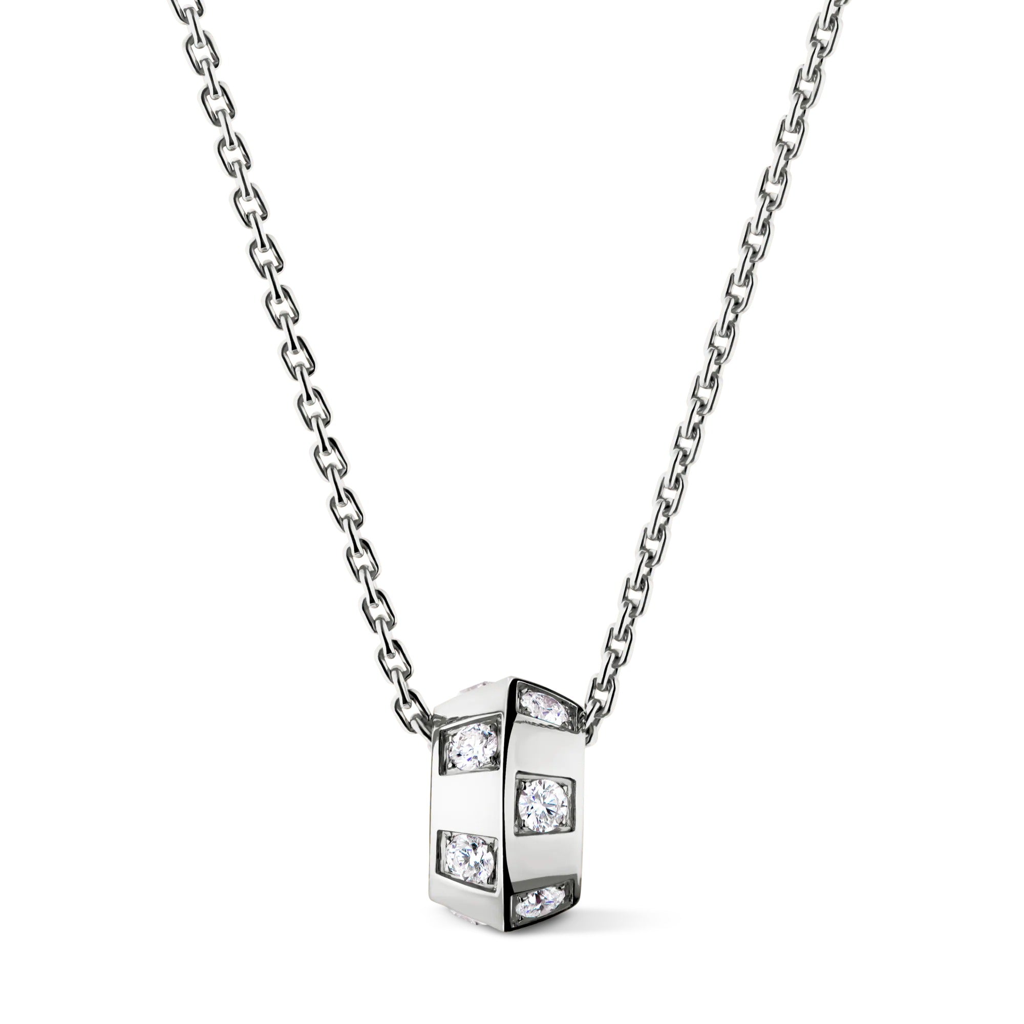 Le Damier de Louis Vuitton Pendant, White Gold and Diamonds