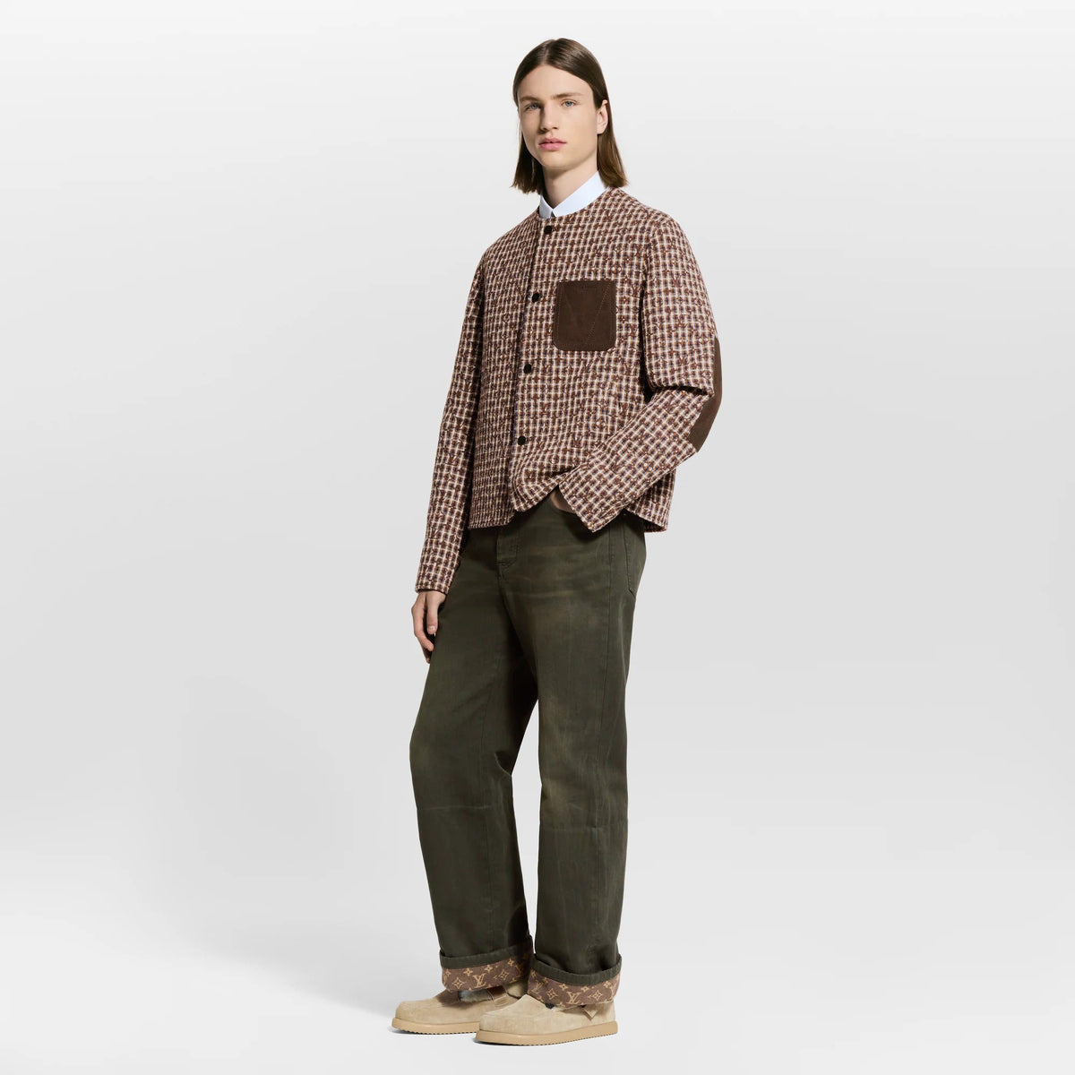 Monogram Chic Collarless Tweed Jacket