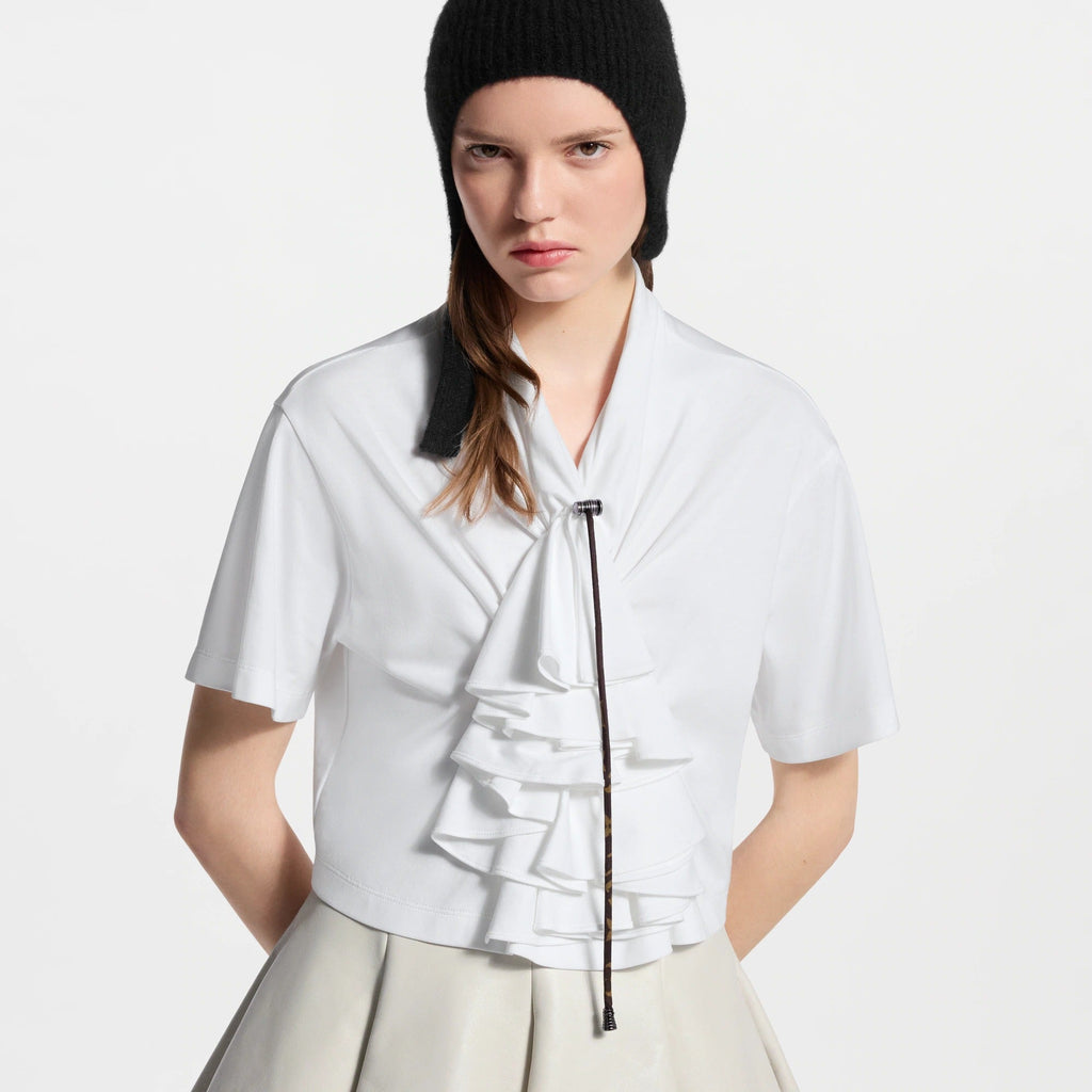 Gathered Ruffle Crop Top