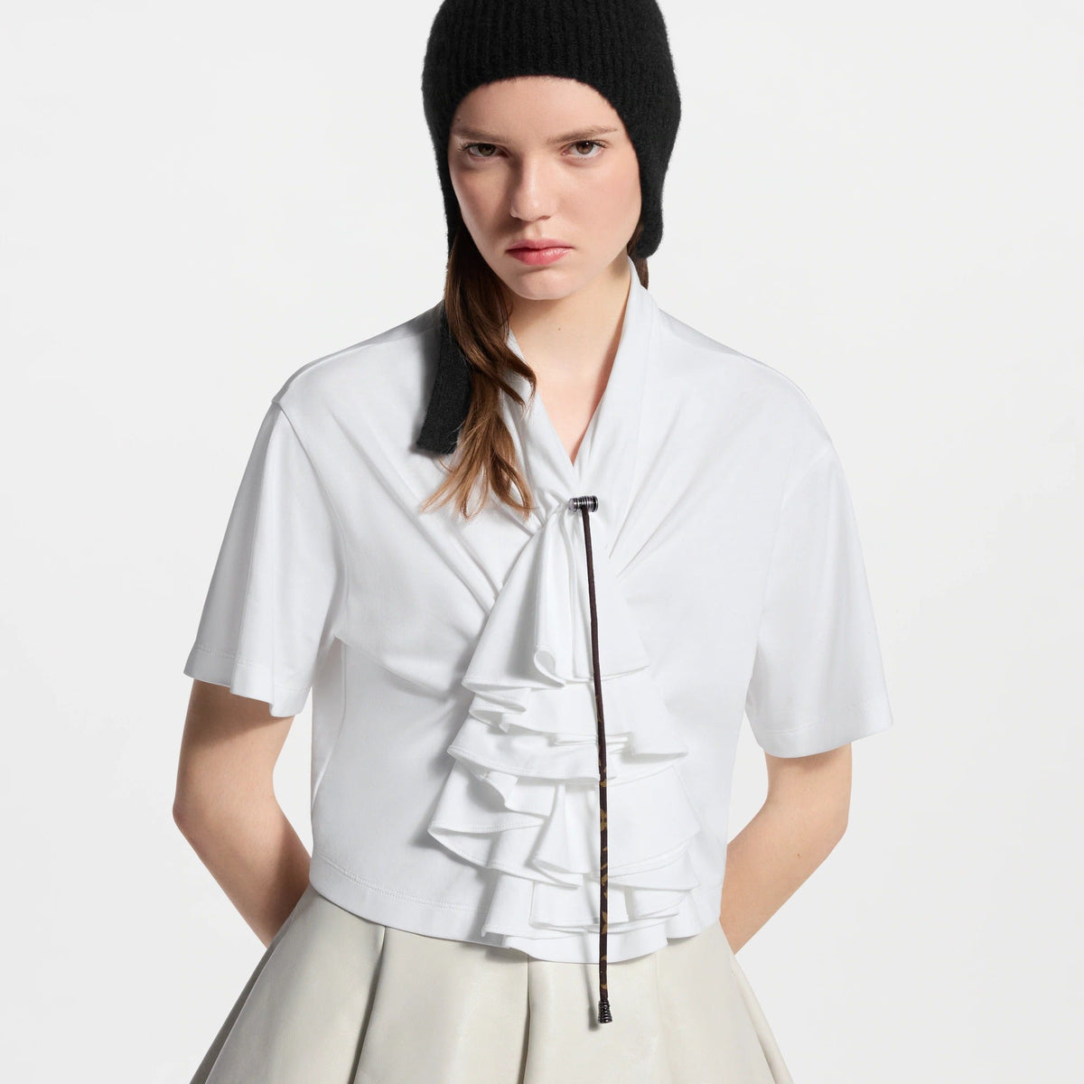 Gathered Ruffle Crop Top