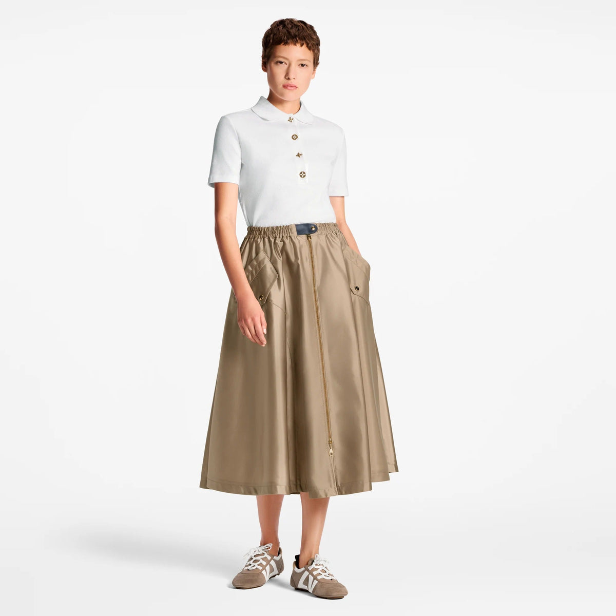 Flap Pocket Flared Skirt
