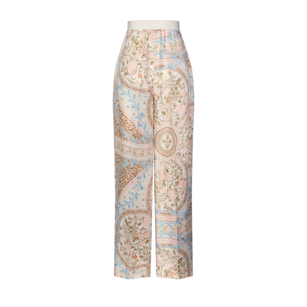 Flower Foulard Wide-Cut Pants