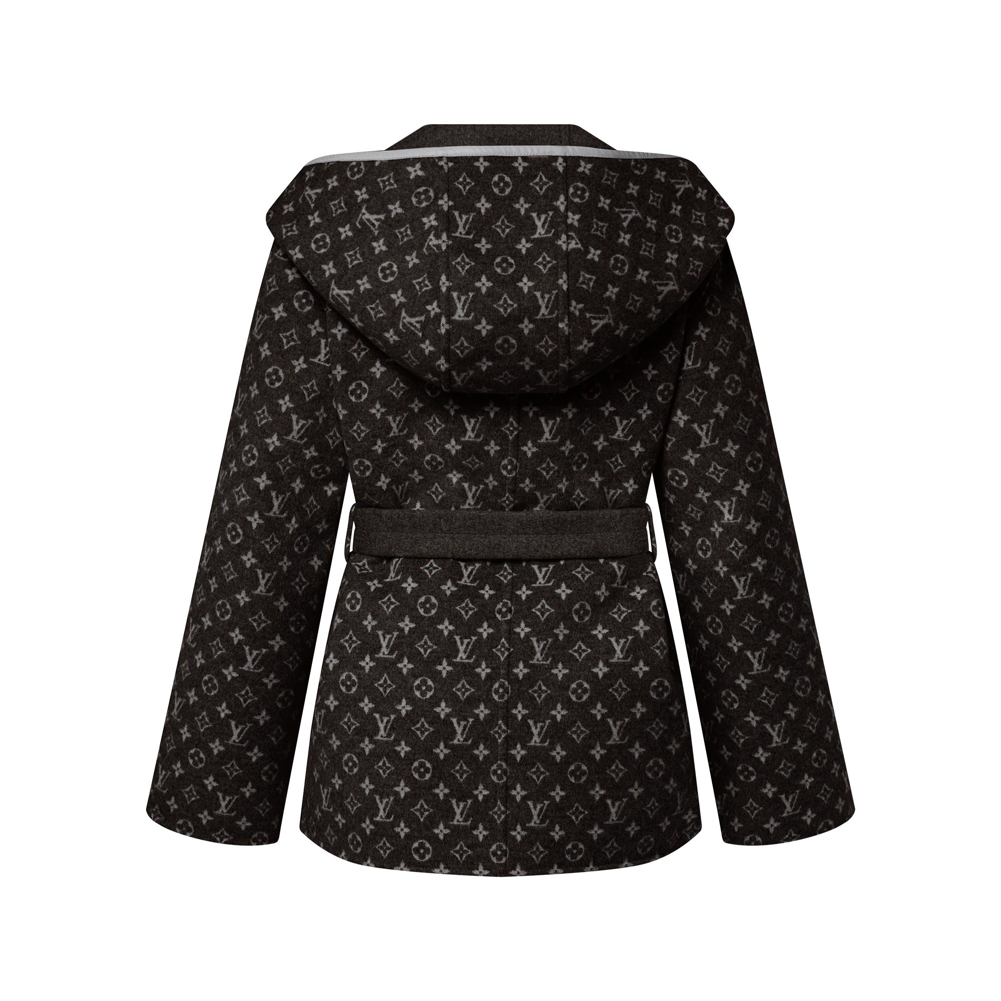 Reversible Signature Short Hooded Wrap Coat