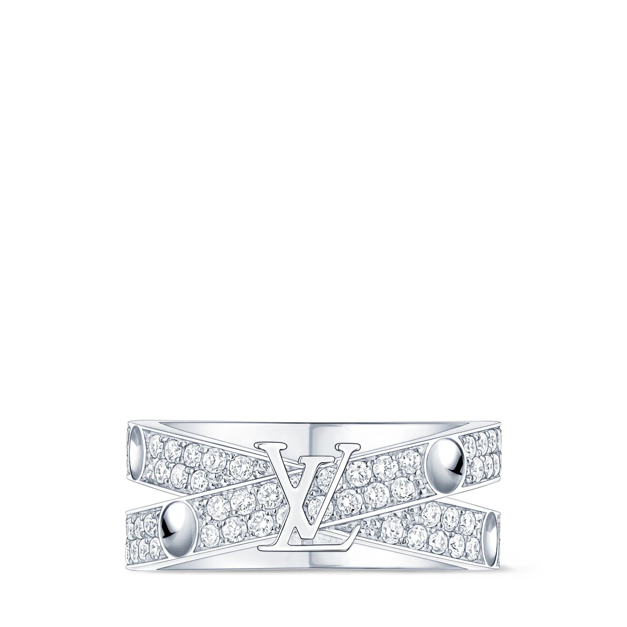 Empreinte Double Ring, White Gold and Diamonds