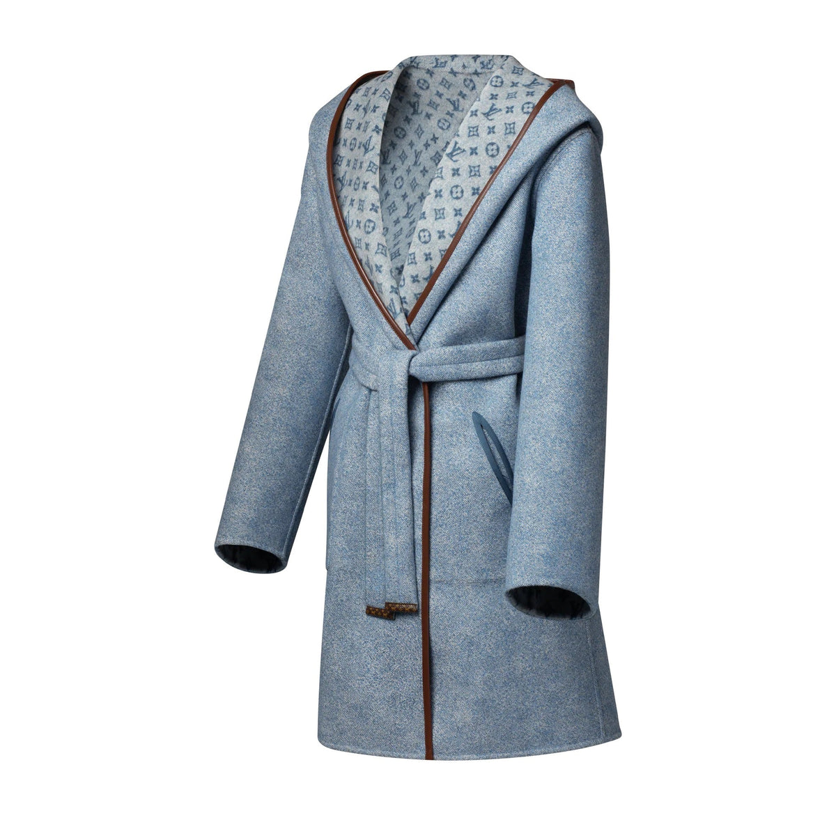 Reversible Signature Hooded Wrap Coat