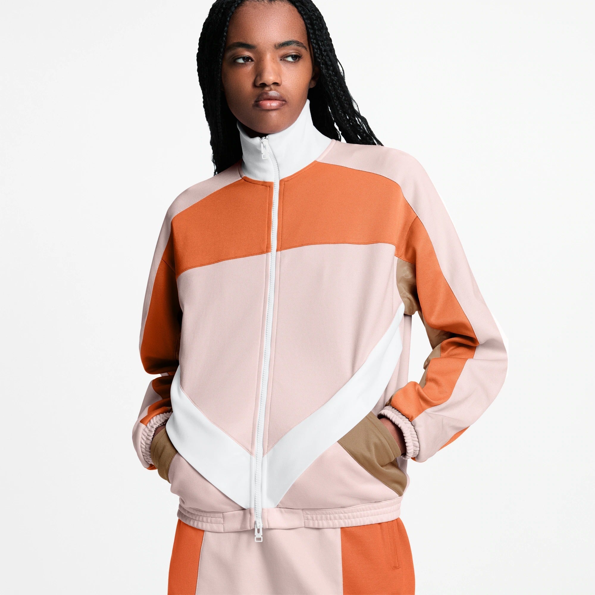 Color-Blocked Zip-Up Jacket