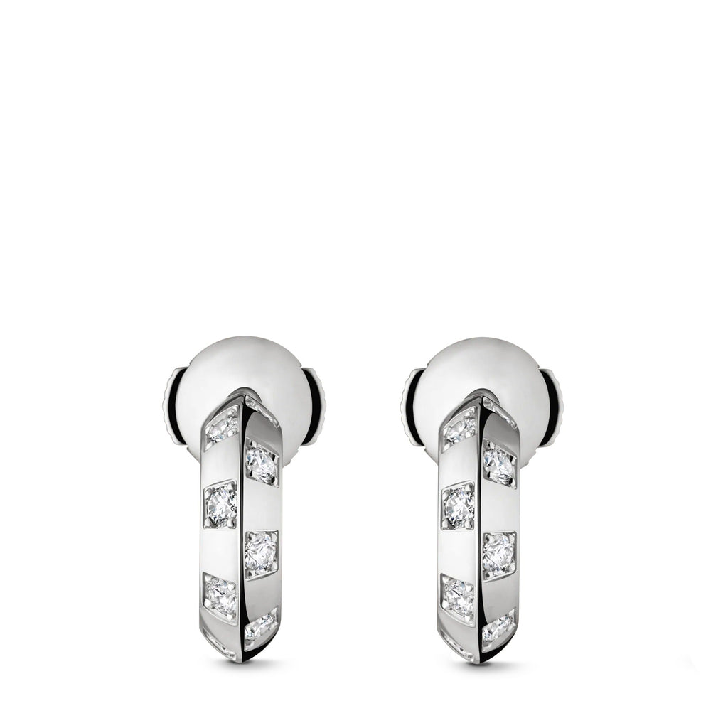 Le Damier de Louis Vuitton Small Hoops, White Gold and Diamonds