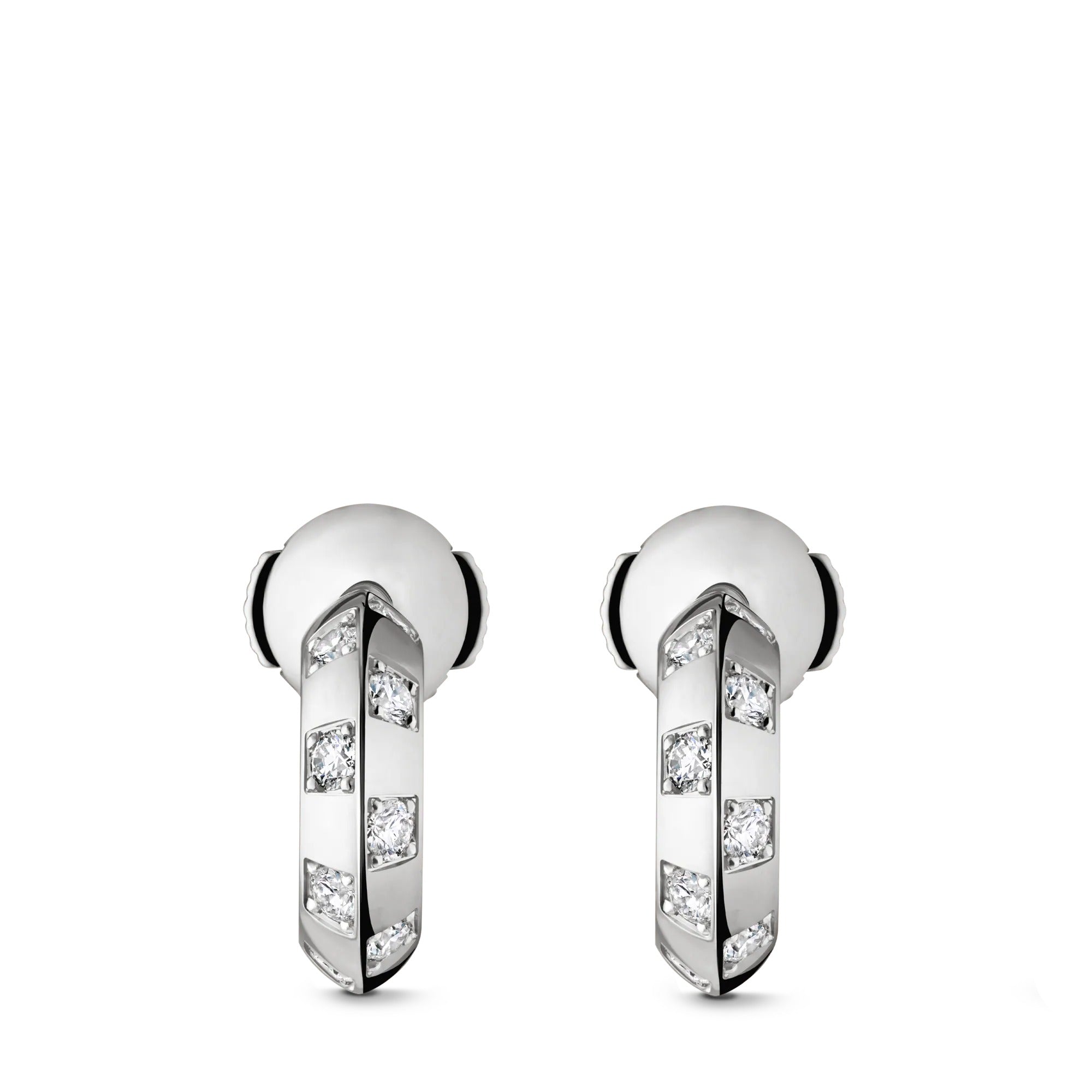 Le Damier de Louis Vuitton Small Hoops, White Gold and Diamonds