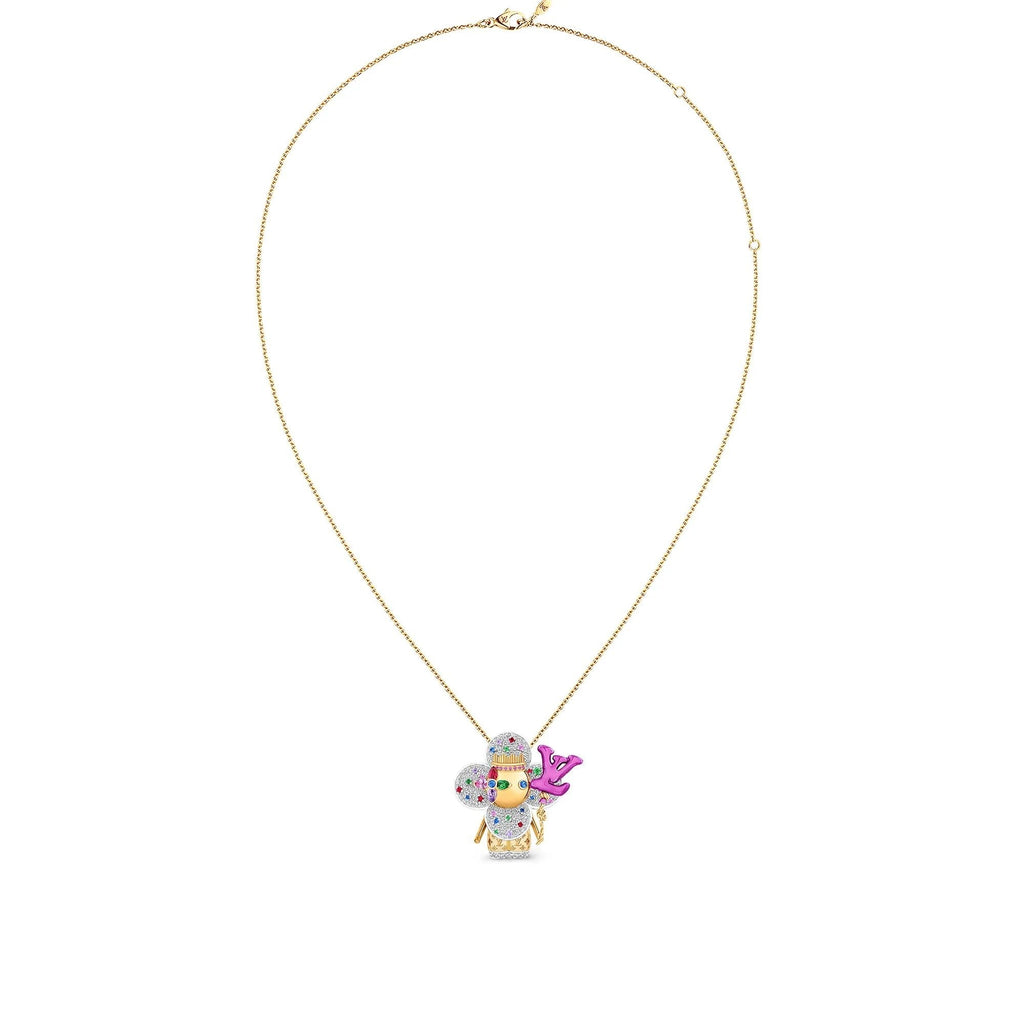 Vivienne Celebration Pendant, Yellow Gold, White Gold, Titanium, Diamonds and Colored Gemstones