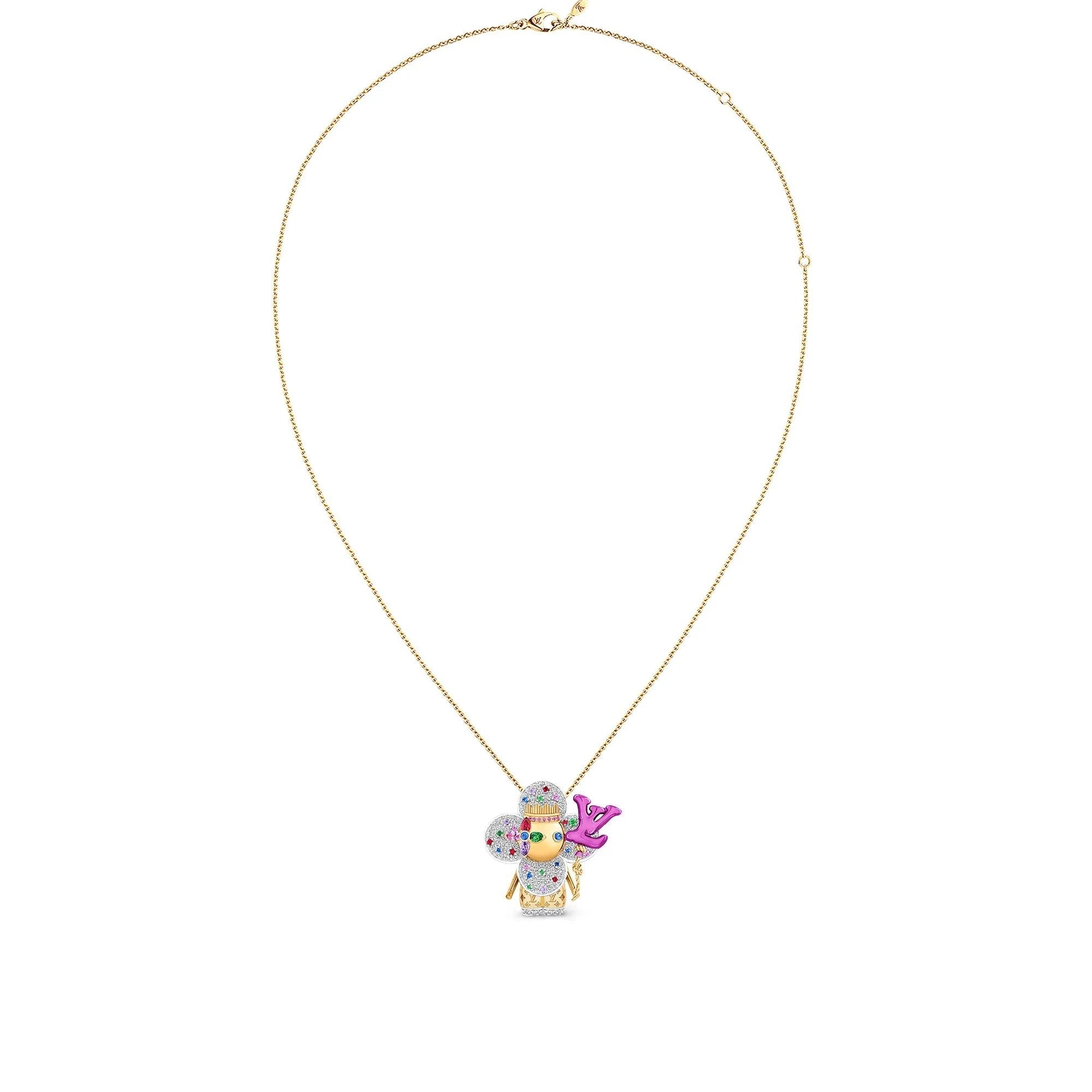 Vivienne Celebration Pendant, Yellow Gold, White Gold, Titanium, Diamonds and Colored Gemstones