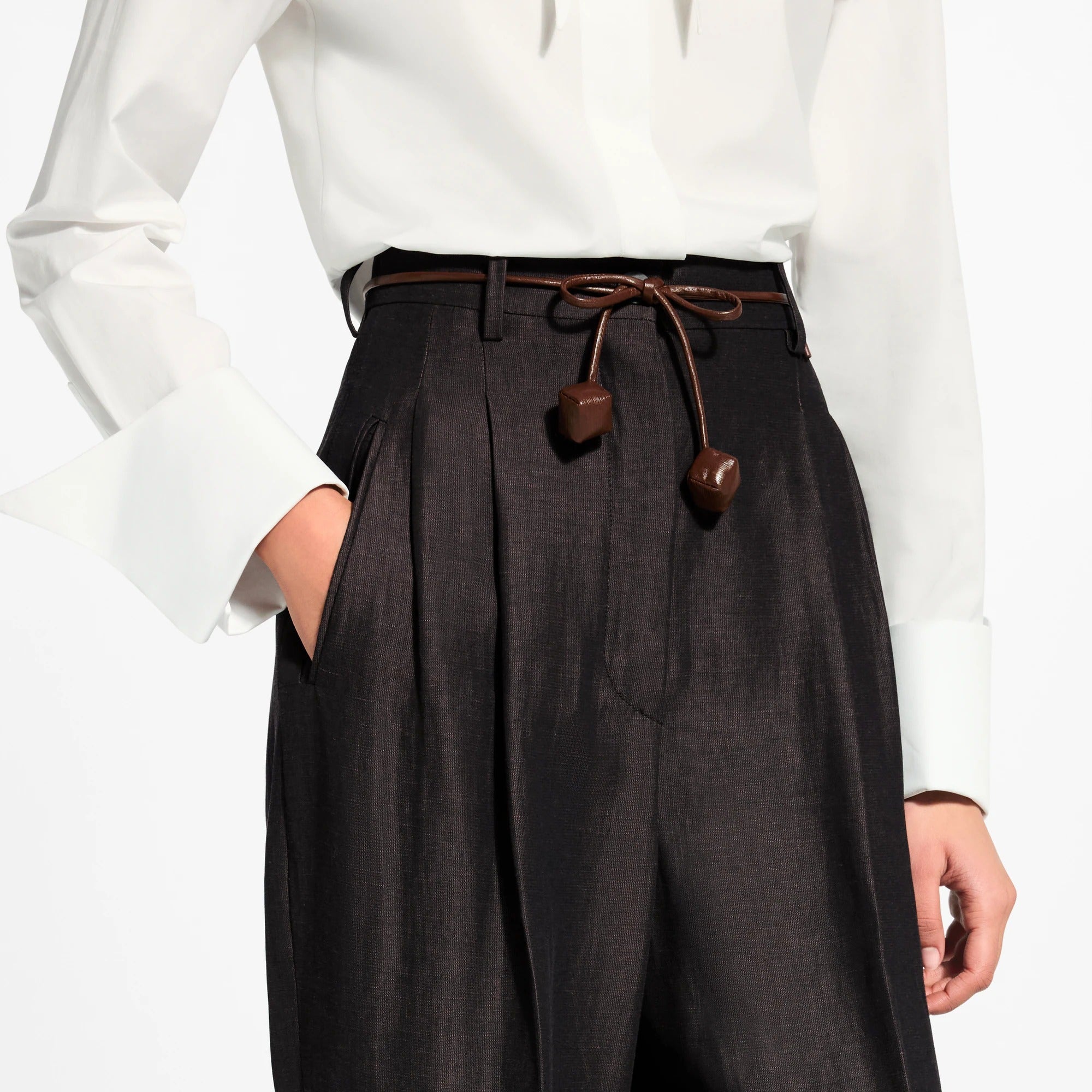 Cord Belt Tailored Pants