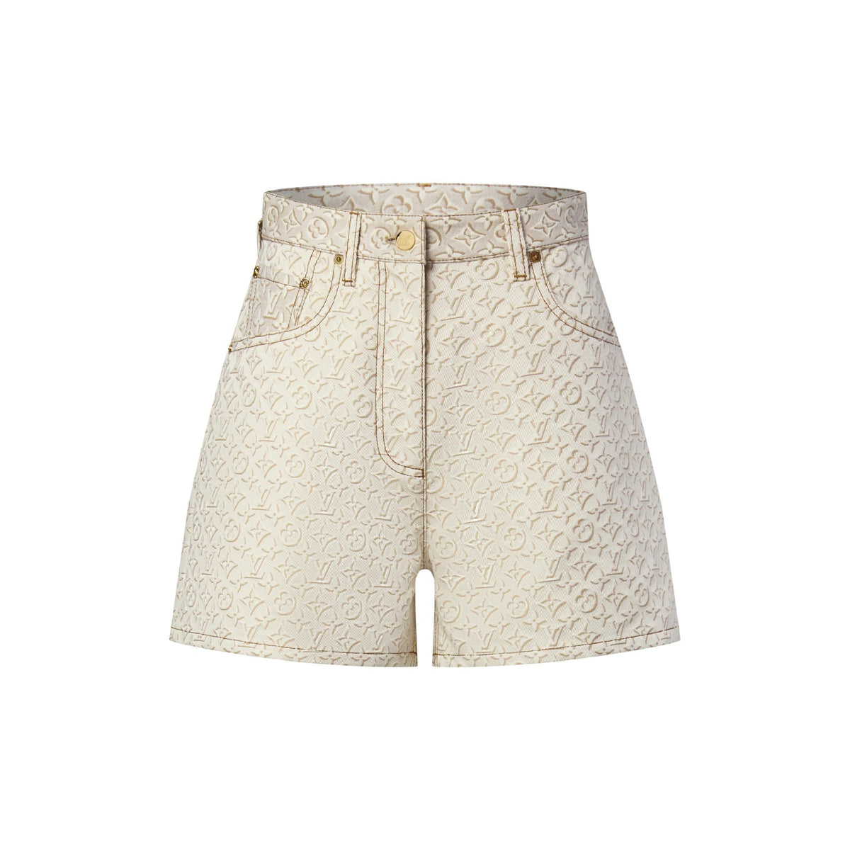 3D Monogram Denim Shorts
