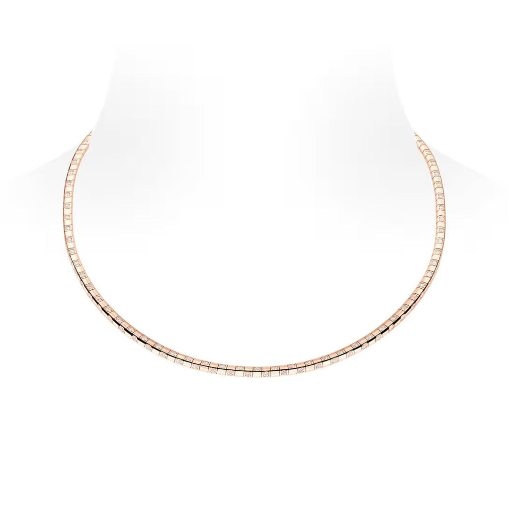 Le Damier de Louis Vuitton Small Necklace, Rose Gold and Diamonds