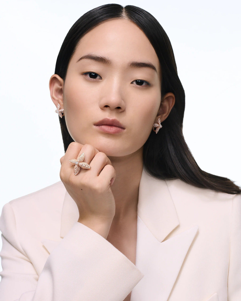 Idylle Blossom Earrings, Rose Gold and Diamonds