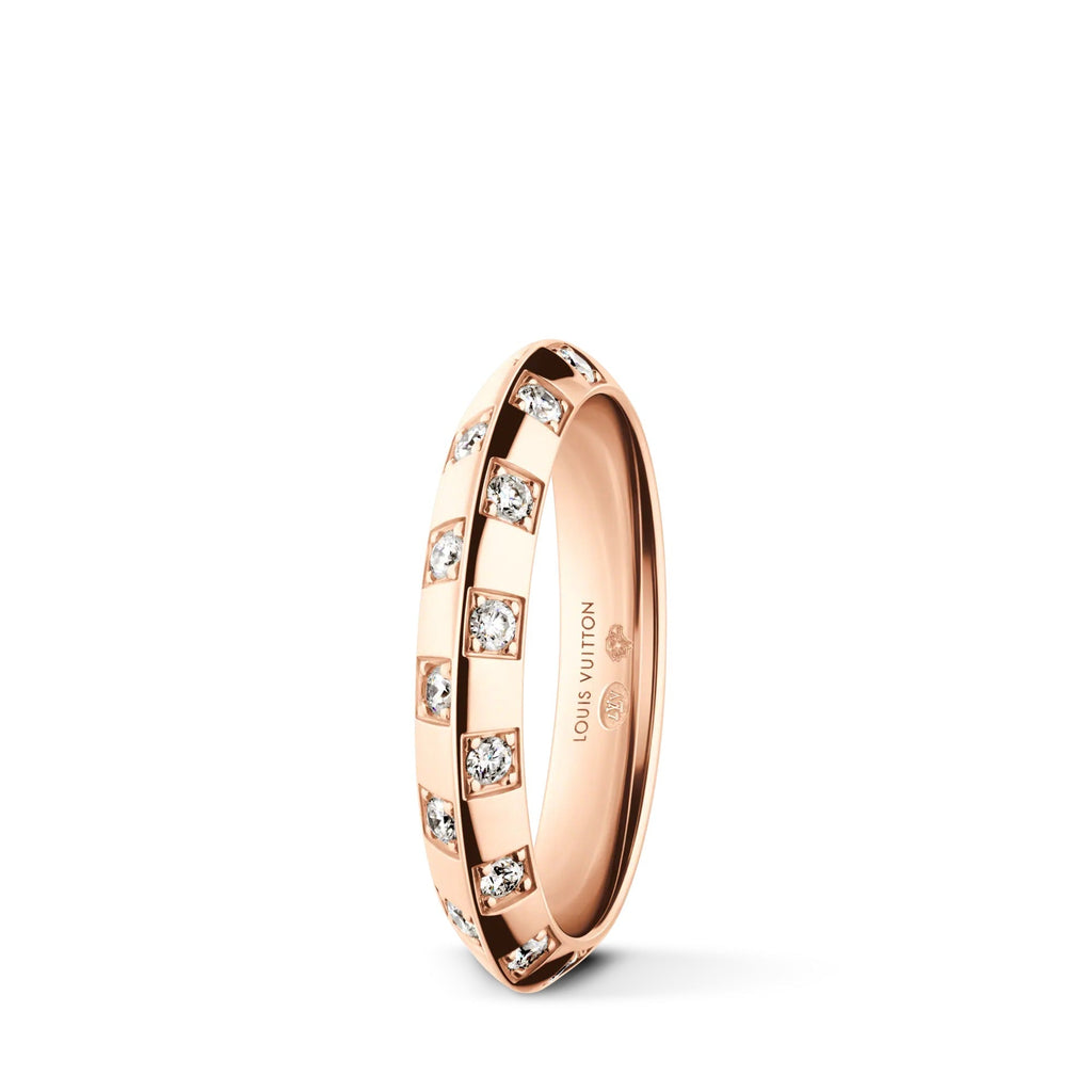 Le Damier de Louis Vuitton Small Ring, Rose Gold and Diamonds