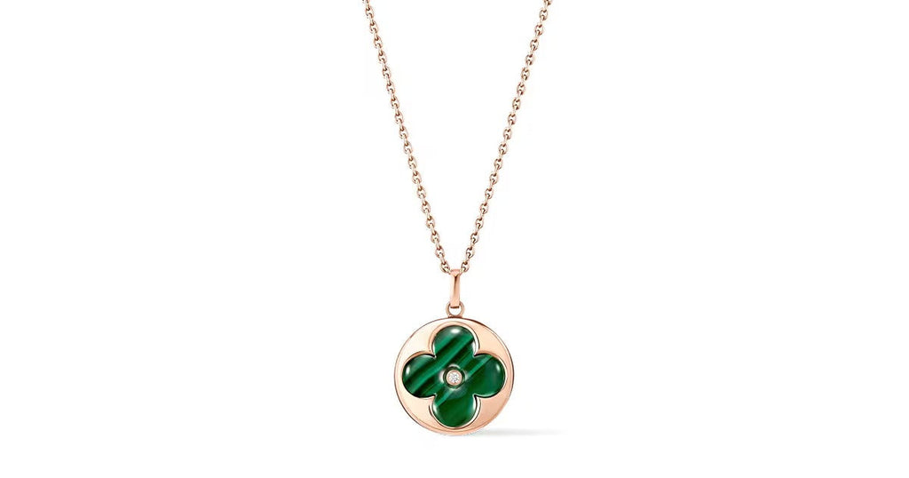 Color Blossom XL Sun Medallion, Pink Gold, Malachite and Diamond
