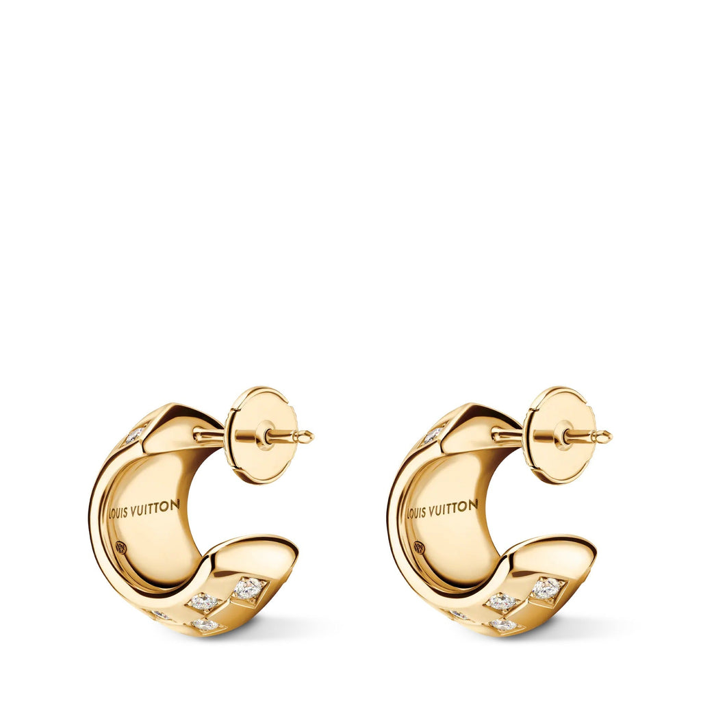 Le Damier de Louis Vuitton Double Hoops, Yellow Gold and Diamonds