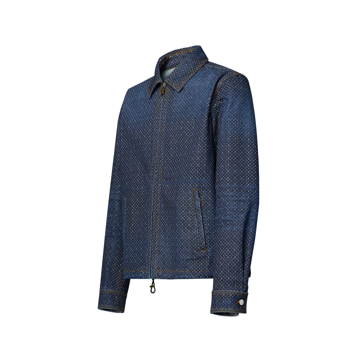 Reflective Nanogram Zippered Denim Jacket