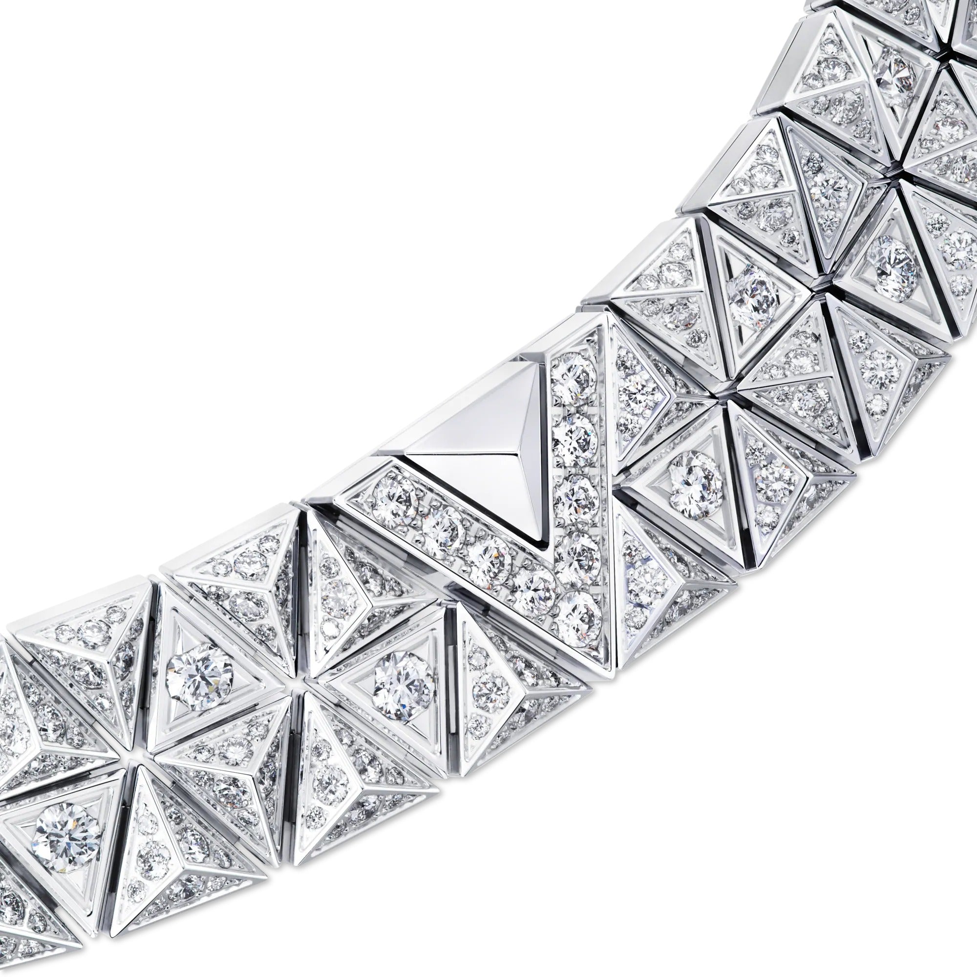 Pure V Two-Row Necklace, White Gold and Diamonds