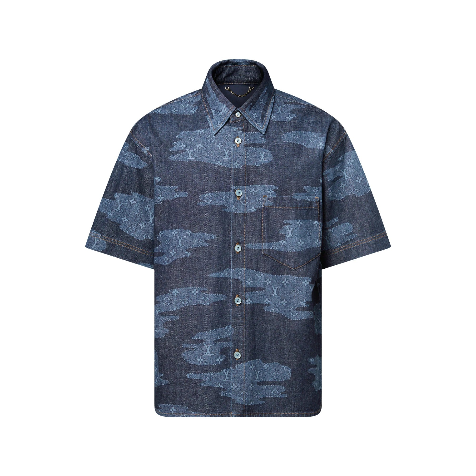 Monogram Short-Sleeved Chambray Shirt