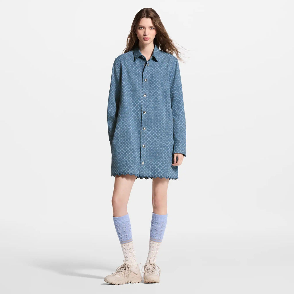 Monogram Denim Shirt Dress