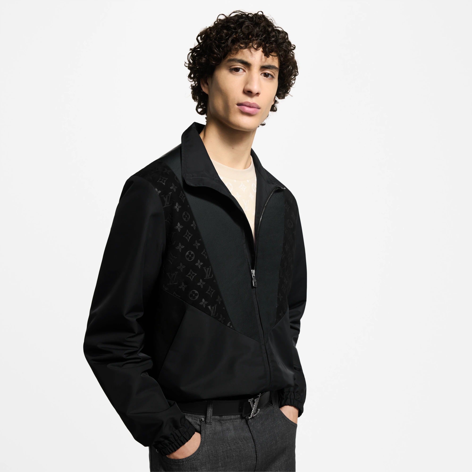 Leather Mix Track Top