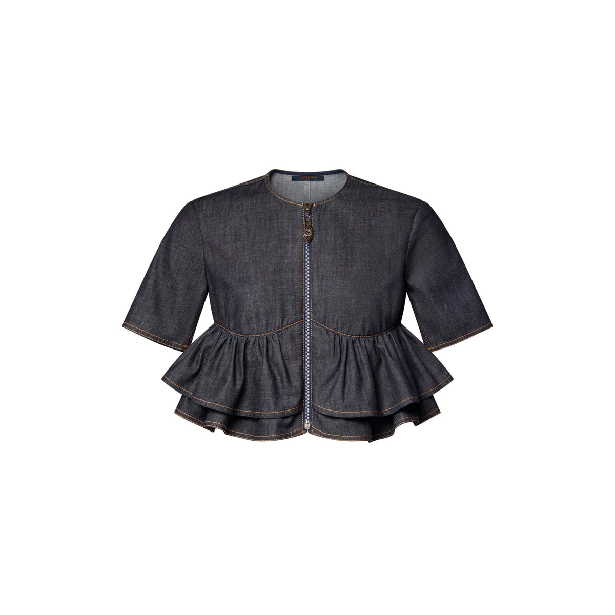 Ruffle Hem Denim Top