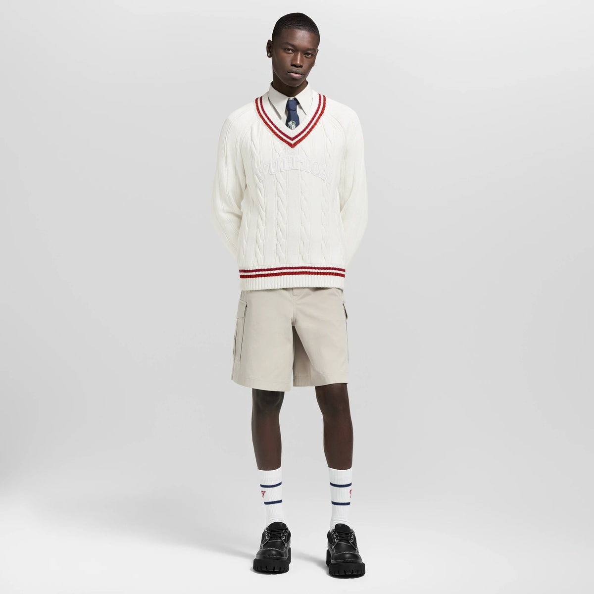 Preppy V-Neck Cable Pullover