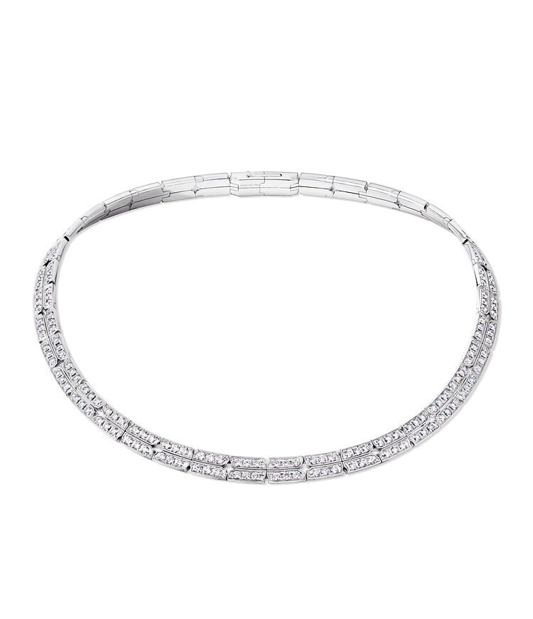 Tumbler Necklace, White Gold and Diamonds