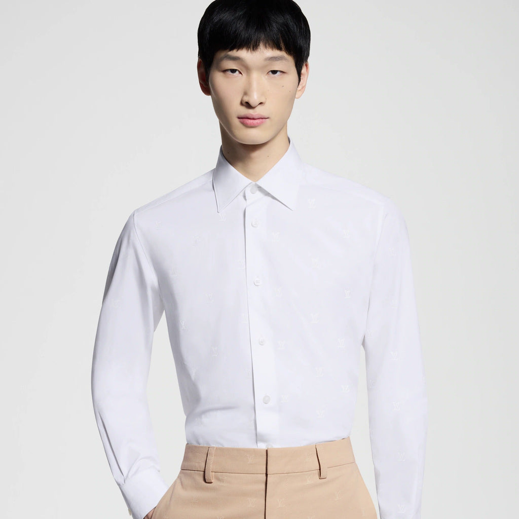LV Blason Printed Long-Sleeved Cotton Shirt
