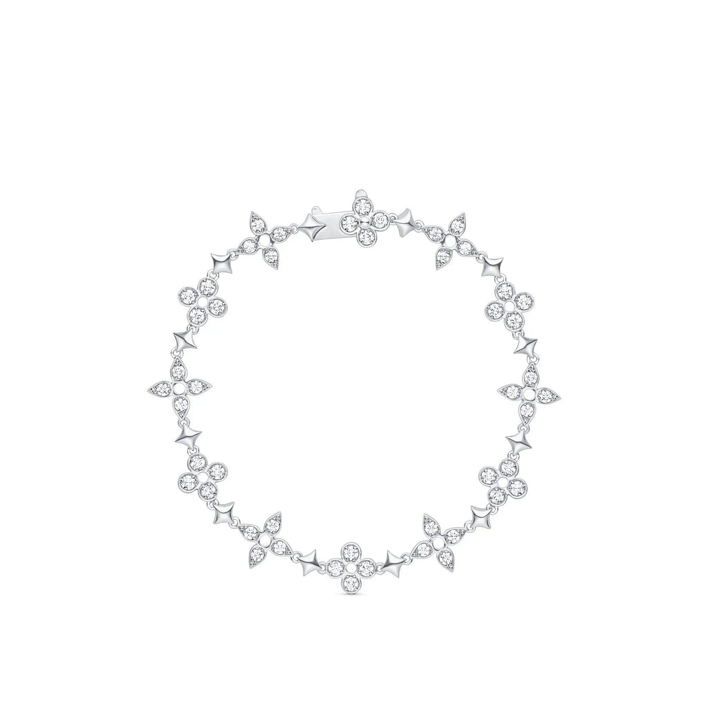Dentelle One Row Bracelet, White Gold And Diamonds