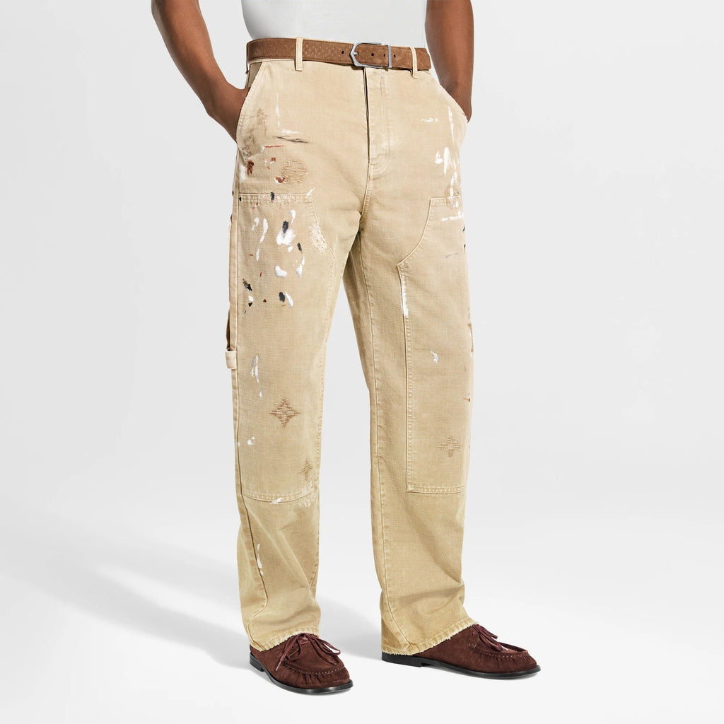 Embellished Denim Carpenter Pants