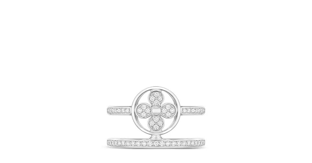 Idylle Blossom Two-Row Ring, White Gold And Diamonds